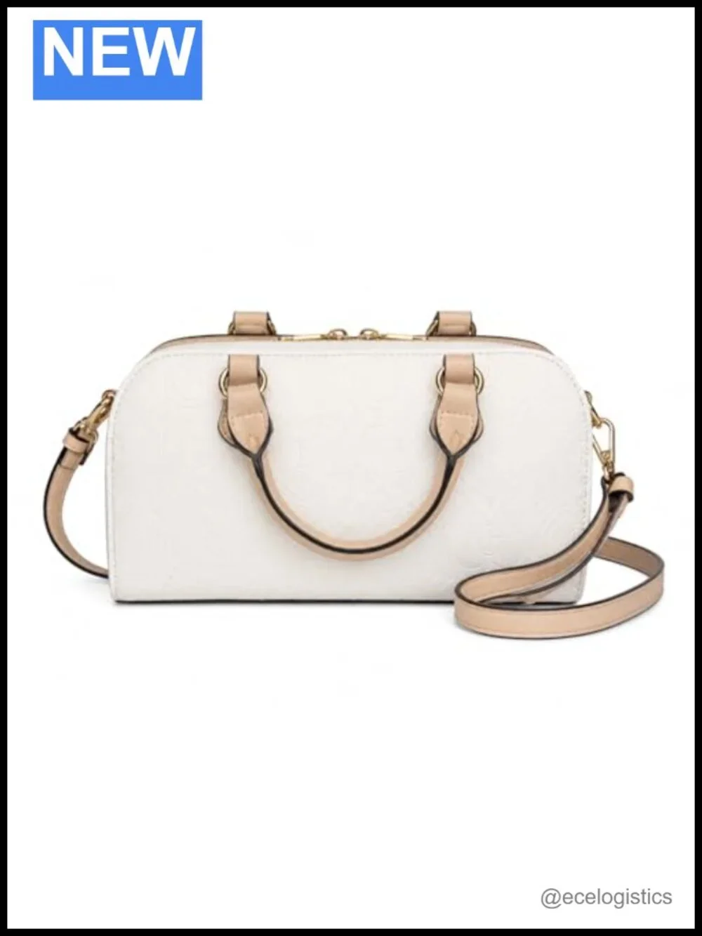 Faux Leather Satchel Handbag with Crossbody Strap and Mini Pouch
